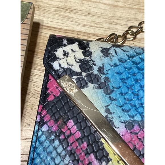 Aldo Snake Print Clutch Purse Envelope Crossbody Bag Colorful Yellow Pink Black - Picture 4 of 9